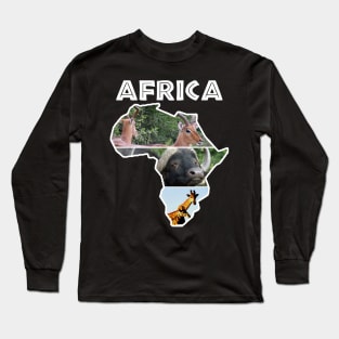 African Wildlife Continent Collage Long Sleeve T-Shirt